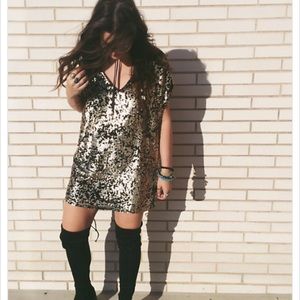 Free People Gold Sequin Dress